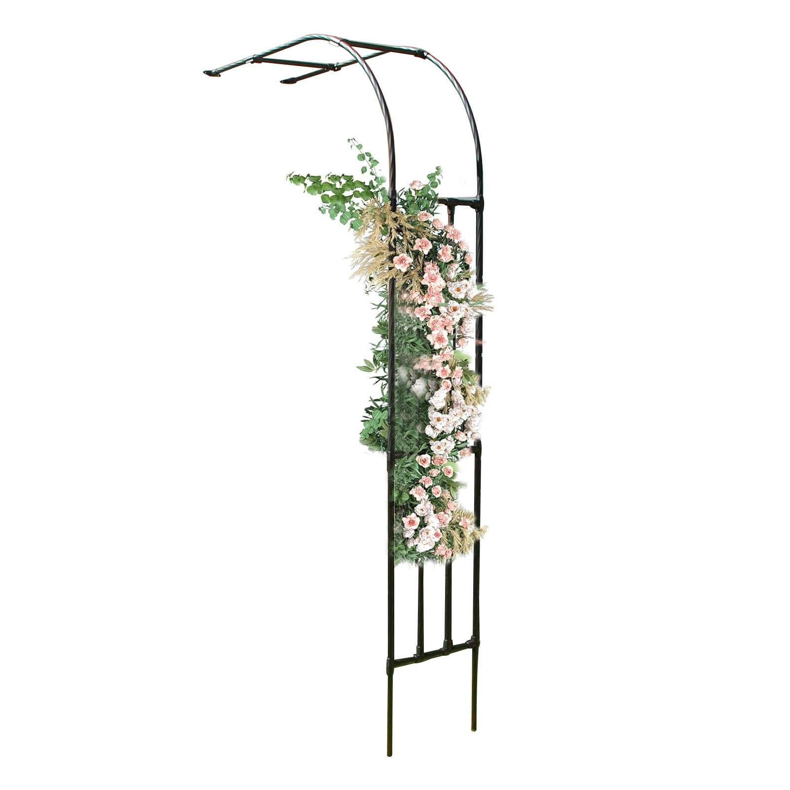 Support à fleurs pour rosiers treillis acier pergola noir 60x240cm