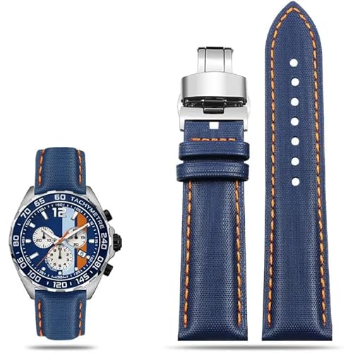 Canvas Strap fit Tag Heuer MONACO CARRERA FORMULA 1 Watch 22mm Butterfly Clasp