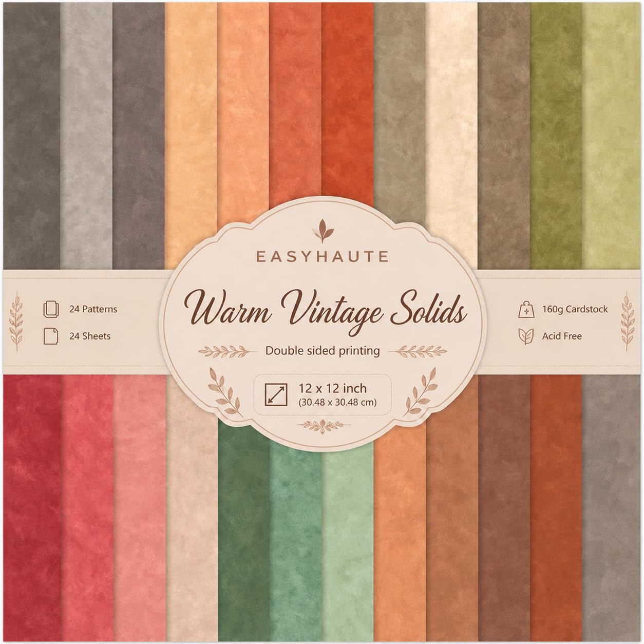 Photo 1 of EASYHAUTE Scrapbook Paper Pad, 12x12 Inch, 24 Sheets Double-Sided Patterned