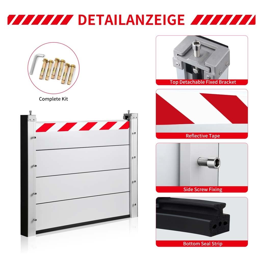 Barreras Universales Modulares Aluminio Reutilizable Presas Temporales Deflectores para Entradas(W,100 * 20cm)