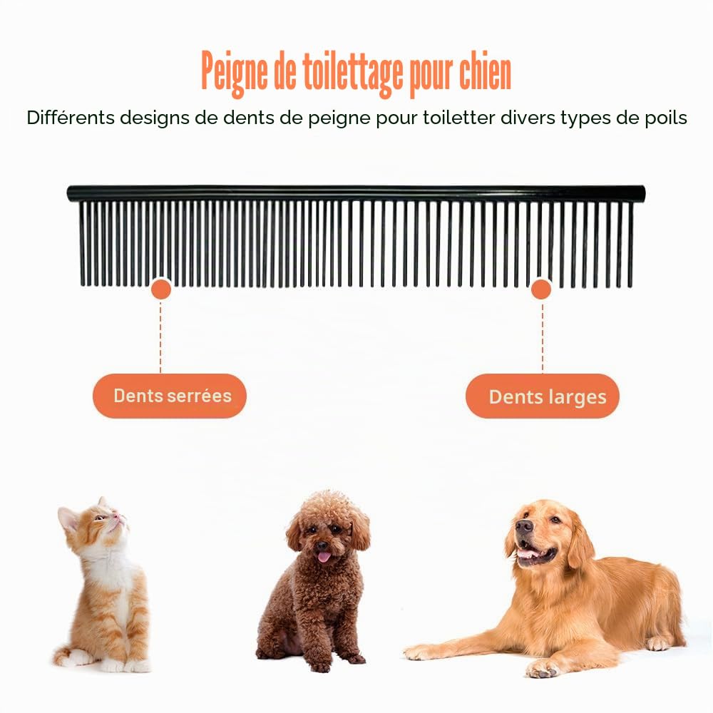 Kit de Ciseaux de Toilettage 6 en 1 pour Chiens,en Acier Inoxydable,Coupe de Poils de Chat,Ciseaux Amincissants,Ciseaux Incurvés avec Peigne de Toilettage et Sac de Rangement pour Chiens et Chats