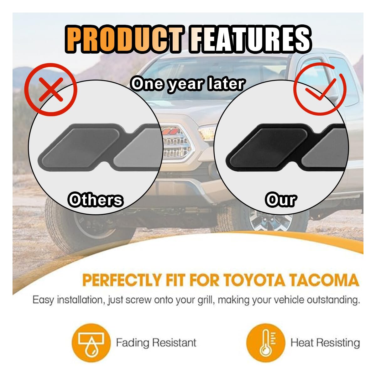 Tri-Color Grille Badge Emblem Decoration Accessories, Car Truck Label Slotted Grille Emblem Insert Decoration, Universal Compatible Car Truck Other Mesh Or Slotted Grille