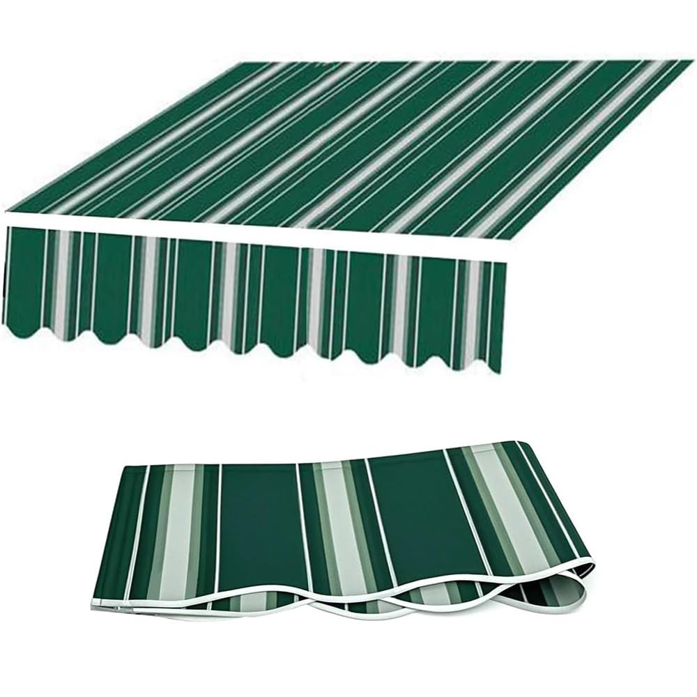 Tessuto di ricambio per tenda da sole retrattile, 4,9 x 3,7 m, 3,7 x 3 m, 3 x 2,4 m, 2,4 x 2 m, in tela di poliestere, per finestre e porte (verde, 5 x 2 m)