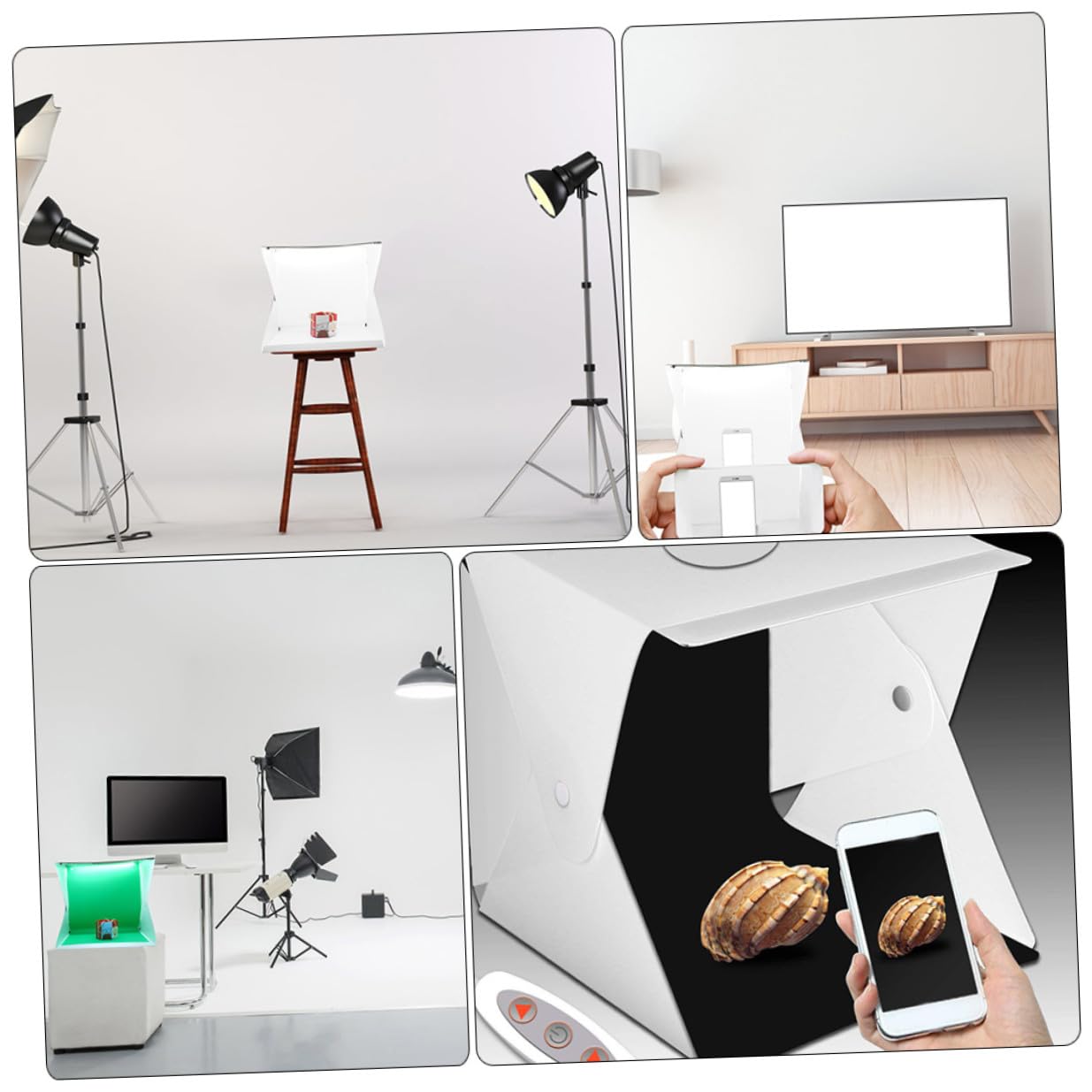ABOOFAN Mini Boîte Photo Portable 40cm Lumière LED Intégrée, Tente de Photographie Pliable en PVC et Polyester pour Éclairage Précis