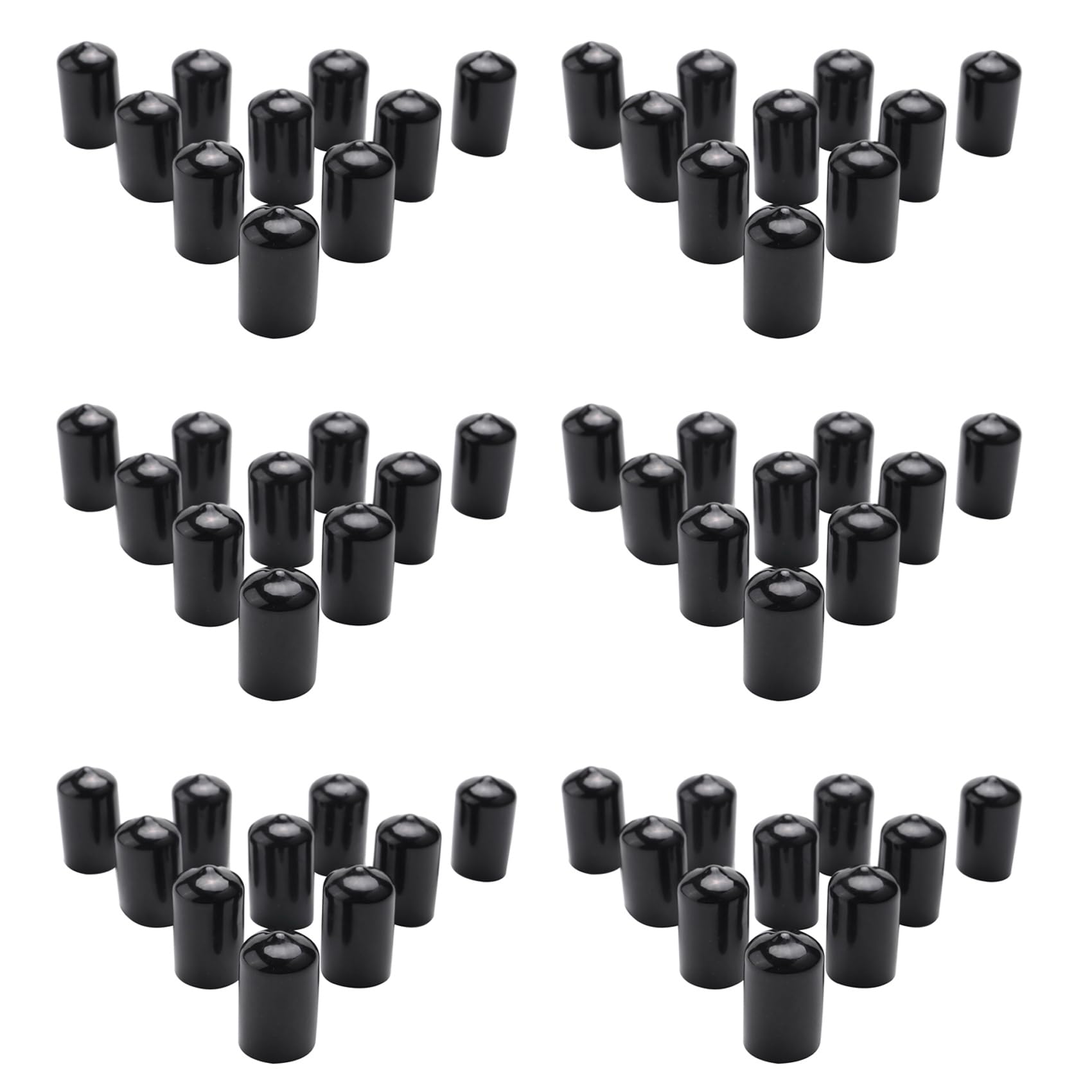Jnchdghwa 60Pcs Rubber End Caps 16mm ID PVC Round Tube Bolt Cap Cover Thread Protectors Black