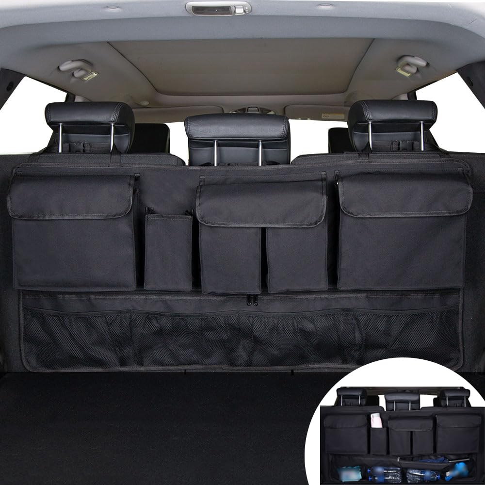 WSXCDE Car Boot Organiser, for Toyota 4runner / bZ4X / C-HR/Corolla/Highlander/Land Cruiser Durable Collapsible Car Boot Organiser with Adjustable Straps, Hanging Car Seat Storage Bag,B