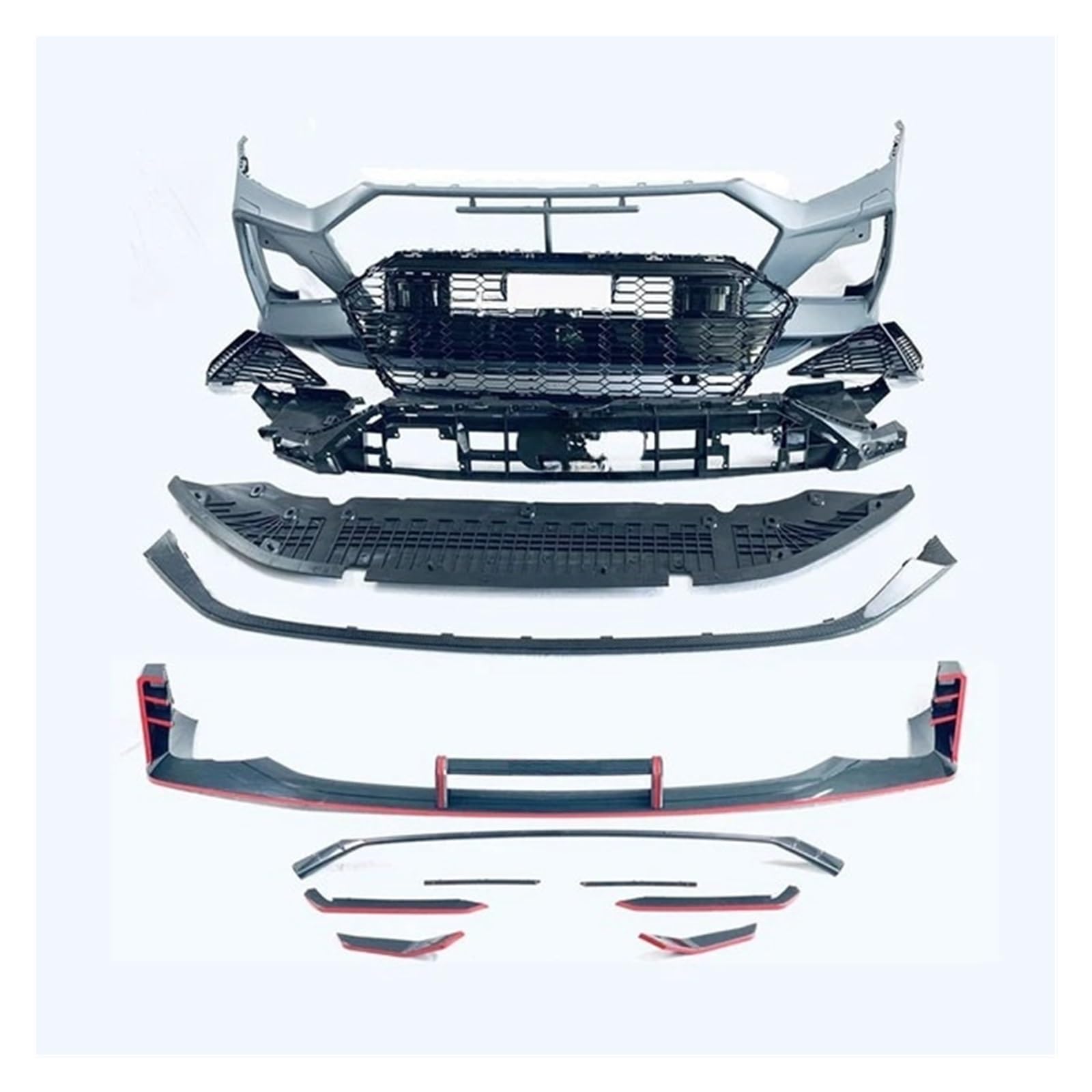Amazon.co.jp: グリル付き車フロントバンパーキット ABTタイプ レッド 