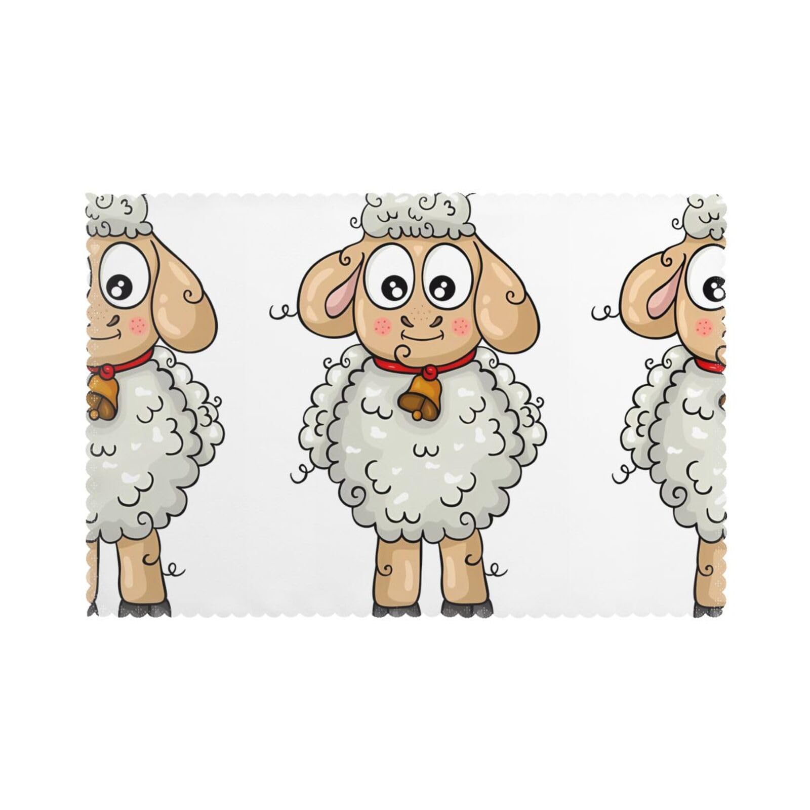 YYHHAOFA Lamb Prints Placemats Set of 6 12x18in – Create Cozy Table Settings for Everyday Moments & Special Gatherings