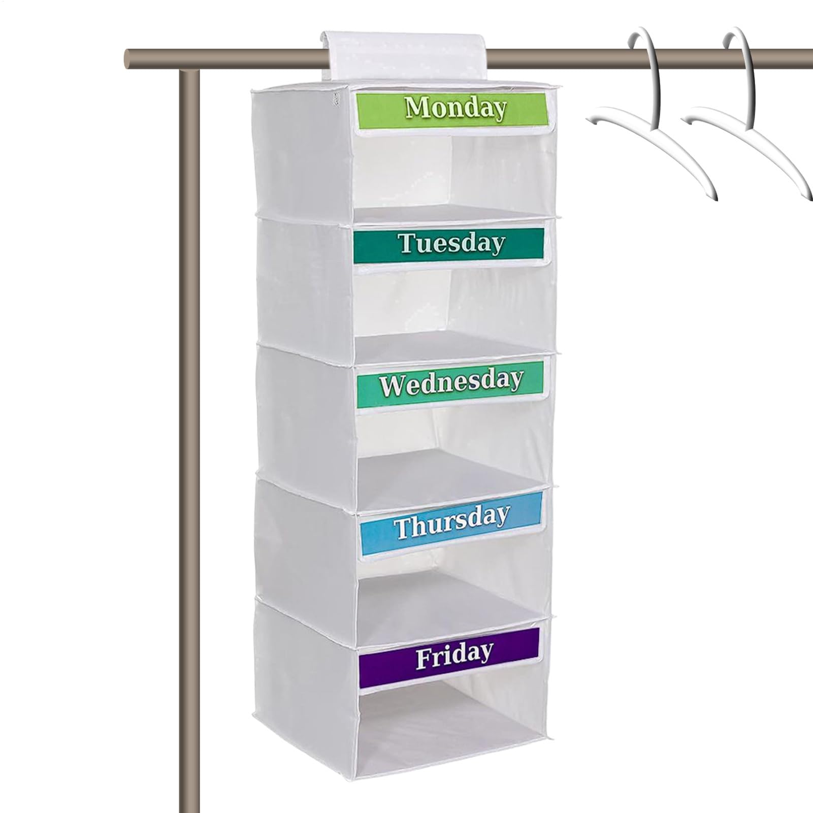 Organiseur hebdomadaire de vêtements à 5 niveaux pour armoire enfant