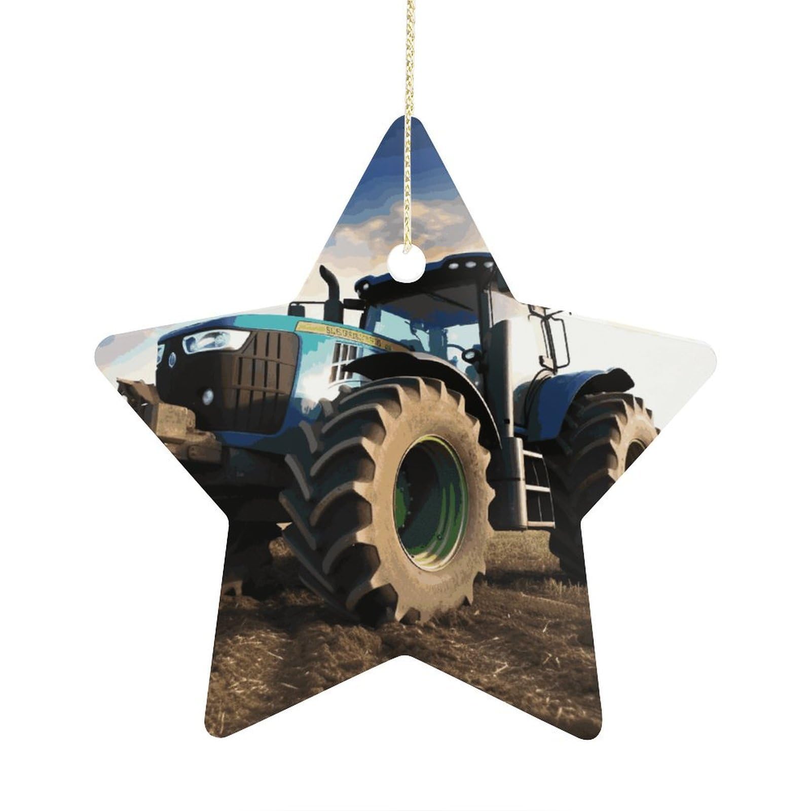Fodpand Women's Style Farm Tractor Ornament With String, Keepsake Hanging Decorations,Ceramic Ornaments For Men Indoor Home Holiday Party Gifts