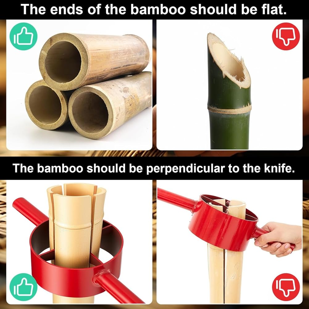 Outil à main en acier pour fendre le bambou – Séparateur de coupe 4 compartiments 5,5 pour séparateur de bambou ferme avec poignées et lames des deux côtés A
