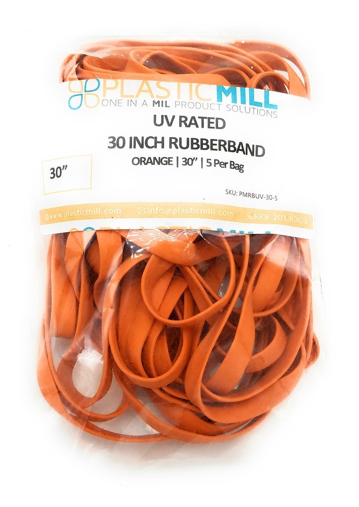 PlasticMill 30", Orange, Uv Rated, Trash Bag Rubber Band For 75-100 Gallon Garbage Cans 5/Pack Orange/UV Rated