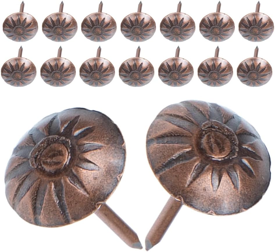 1000Pcs Antique Decorative Nails, 7/16in Round Head Upholstery Nails, Vintage Brass Daisy Pushpins, Home Decor Daisy Nails for DIY Projects, Furniture, Sofa, Chair, Bed
