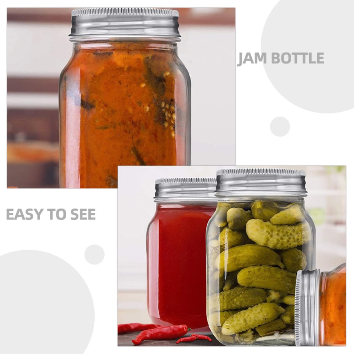 Einmachgläser zur Lebensmittelaufbewahrung 6 Stück pack aus Glas 500ml mit Luftdichtem Deckel Wiederverwendbare Kleine Frischhaltedosen für Zuhause und Restaurant
