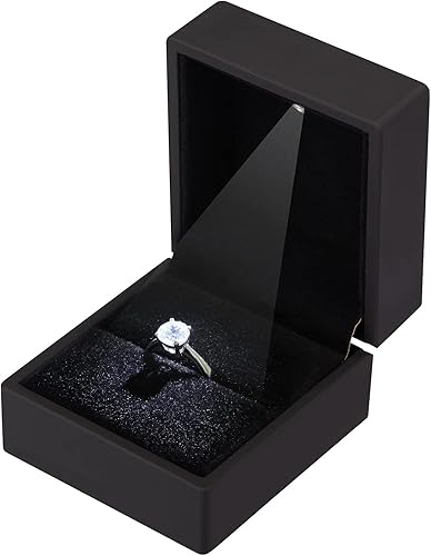 Miniatura 3 de Caja de regalo de 2 piezas para aretes de anillo con luz LED, elegante estuche de terciopelo para anillo, exhibición de joyas para propuestas,