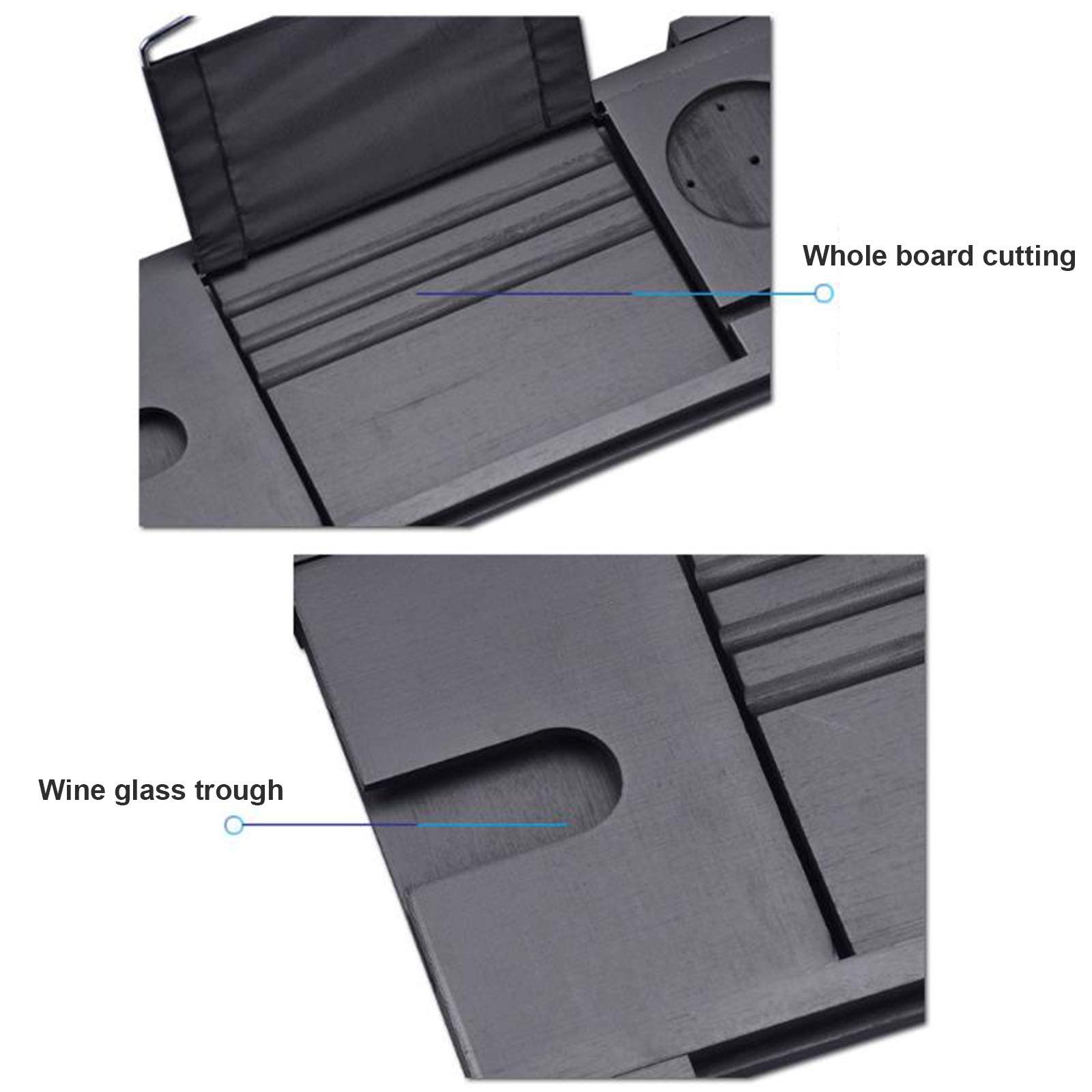 Bandeja de bambú para bañera, Bandeja organizadora de baño Extensible, Bandeja para bañera, con toallero de baño, Soporte de Cristal, Soporte de Lectura, Soporte para Tableta, Bandeja para