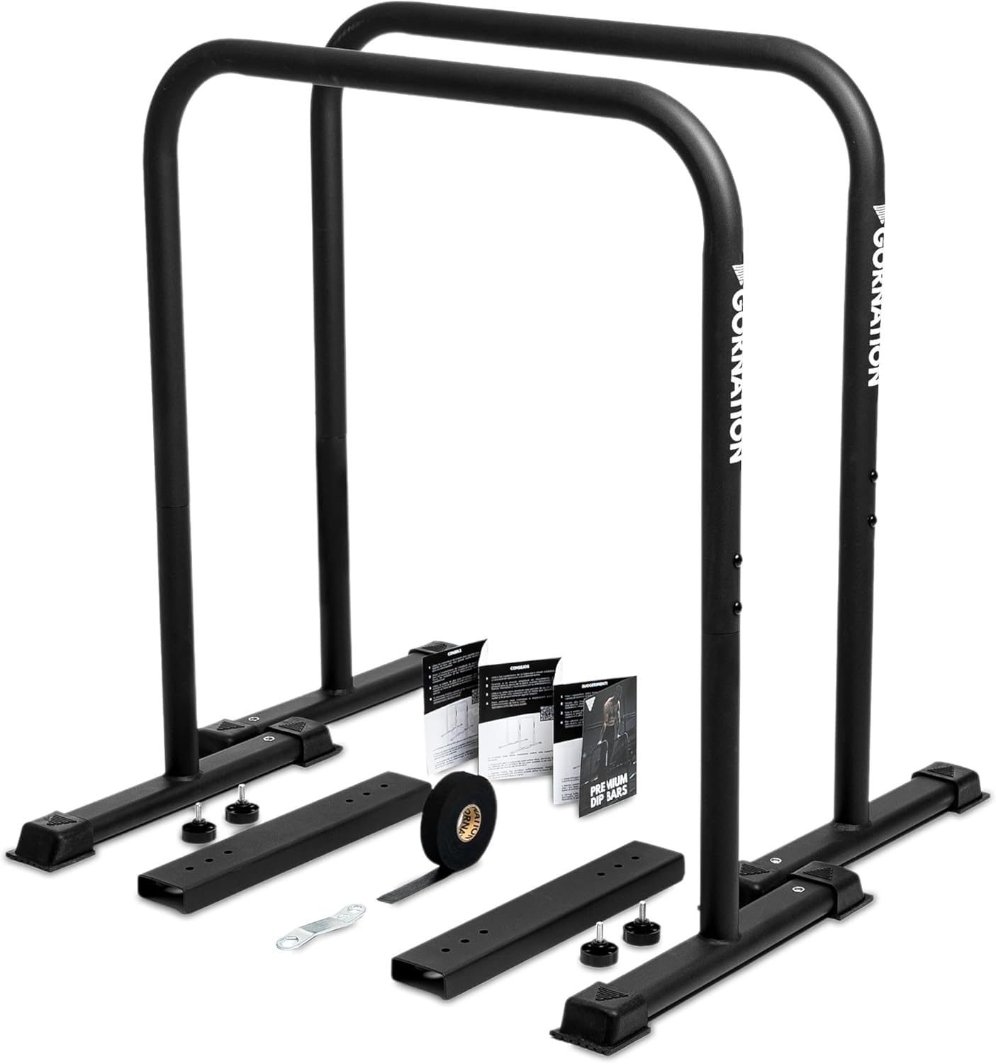 Drążki do dipów GORNATION® Premium | Sprzęt do kalisteniki i treningu fitness z regulowanymi ustawieniami i antypoślizgowymi nóżkami | Drążki do ćwiczeń w domu i na zewnątrz