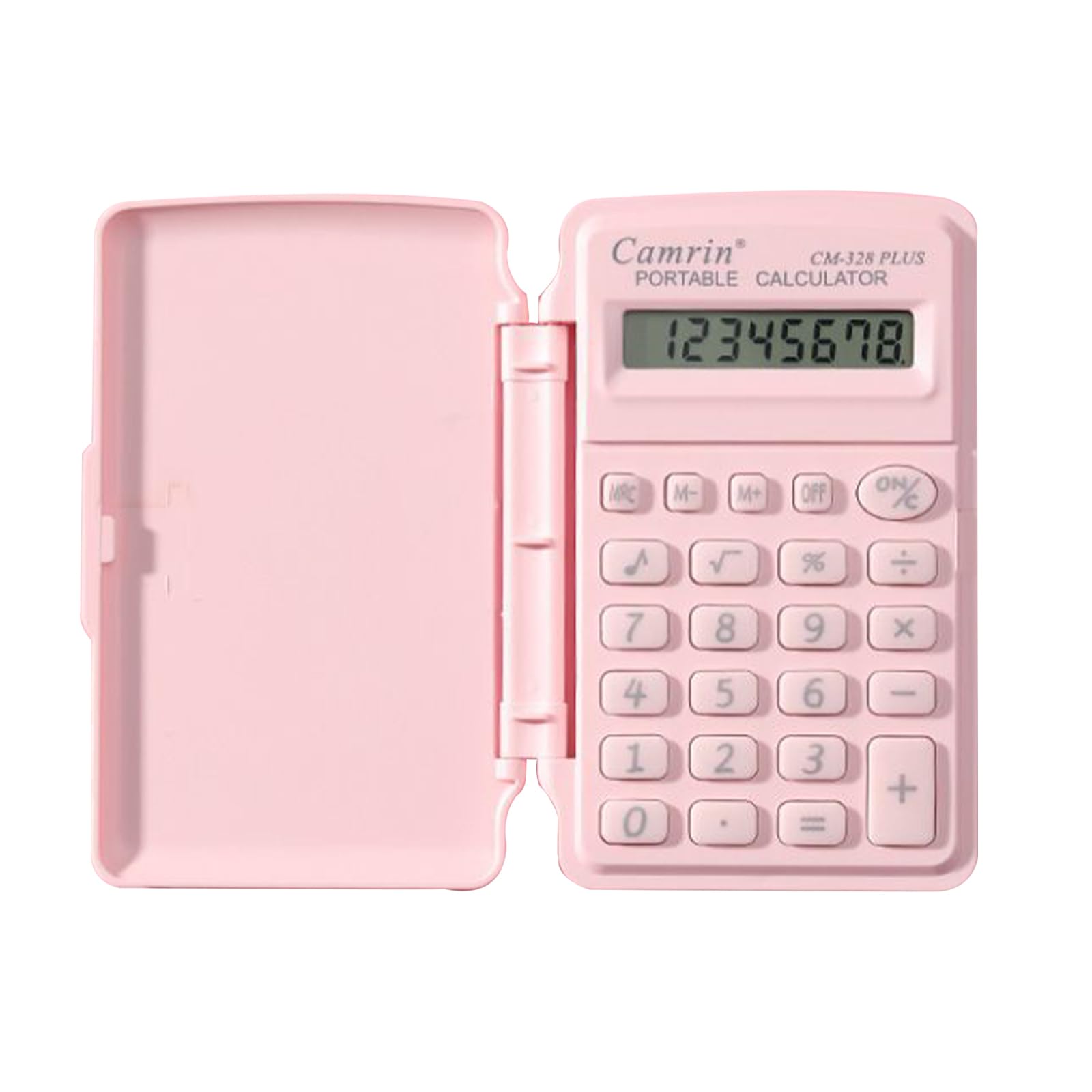Mini Calculators With Lid, Small Pocket Calculator Basic Calculator, Students Desktop Calculators, with Button Battery, for Home Office School (Pink)