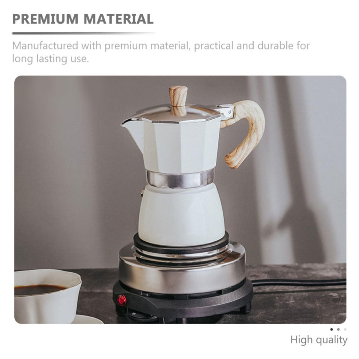 Caffettiera Mocha Pot in Alluminio da 300ml Manico Ergonomico e Facile da Usare per Casa e Caffetteria