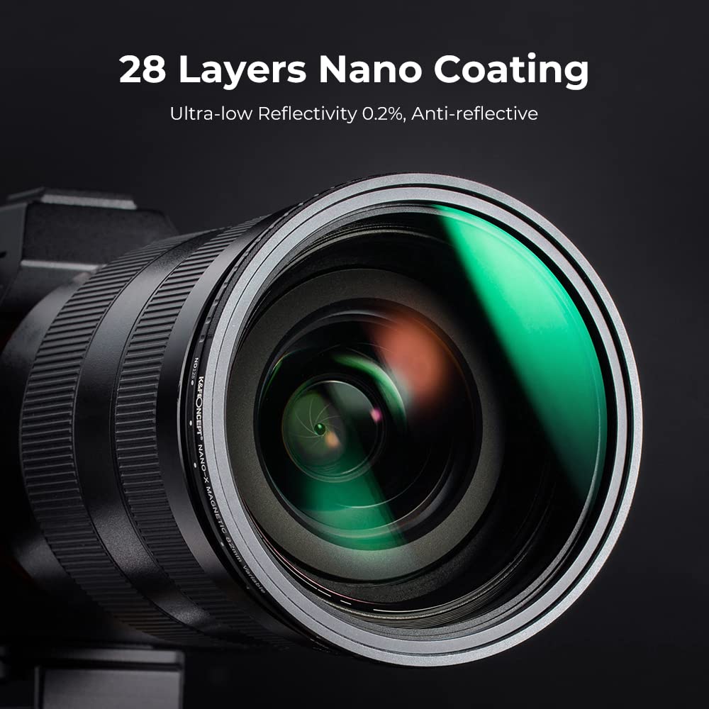 K&F Concept Nano-Xcel Filtre magnétique ND Variable ND8-ND128 (5 étapes) avec Anneau Adaptateur magnétique, Filtre à densité Neutre magnétique ND avec revêtement Nano 28 Couches