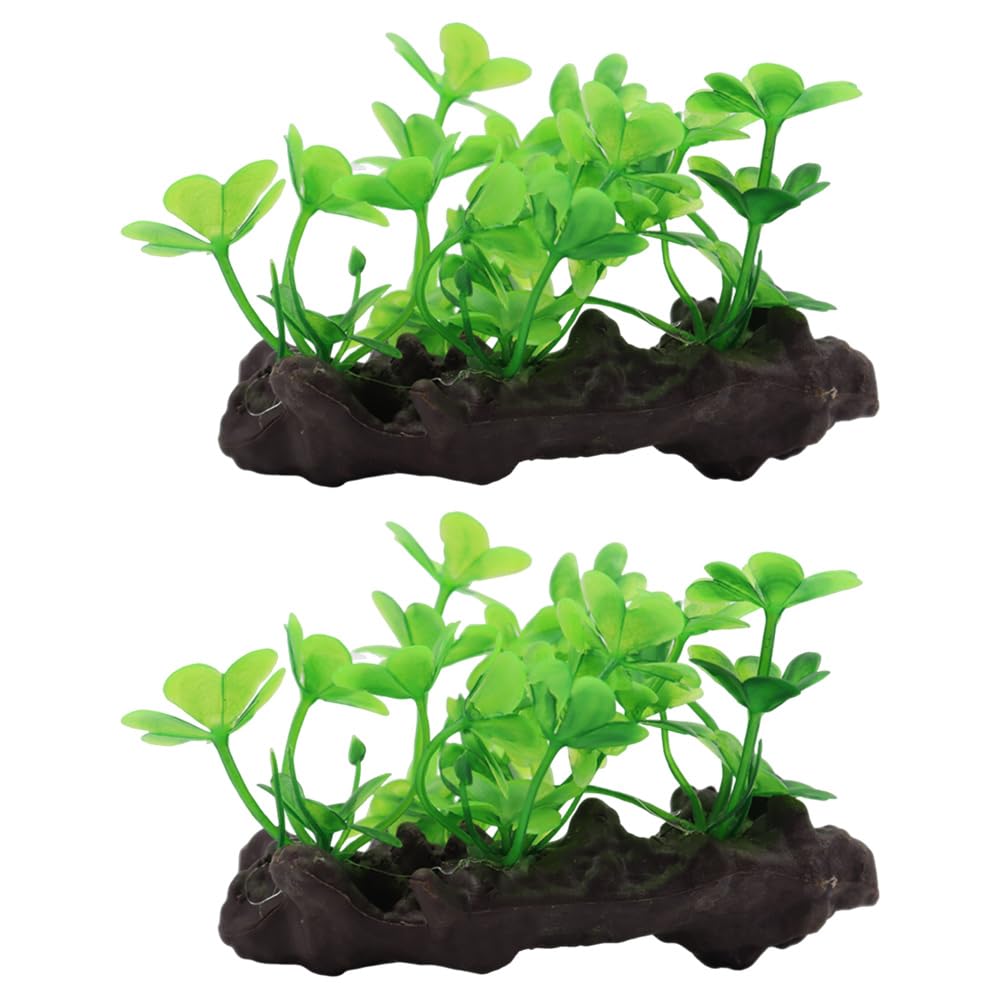 NUZAMAS 2 PCS Artificial Plant Fish Tank Ornaments Plastic Aquarium Plants Sunken Wood Decorations Fake Water Plants Wood Decorate Fish Tank Decorations - Image 2