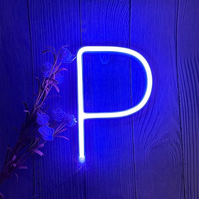 Letter Neon Lights - Personalized USB Light Signs for Wall Decor Bedroom Home Office - Switch Controlled LED Word/Name Signs Unique Gift Idea & Party Hanging String Lights（Letters P) — image 1