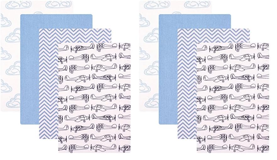Image of Hudson Baby Unisex Baby Cotton Flannel Receiving Blankets, Airplane, One Size (Pack of 2)
