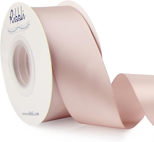 Ribbli Vanilla Double Faced Satin Ribbon,1-1/2 x Continuous 25 Yards,Use for Craft Bows Bouquet, Gift Wrapping, Wedding Decoration, Floral Arrangement