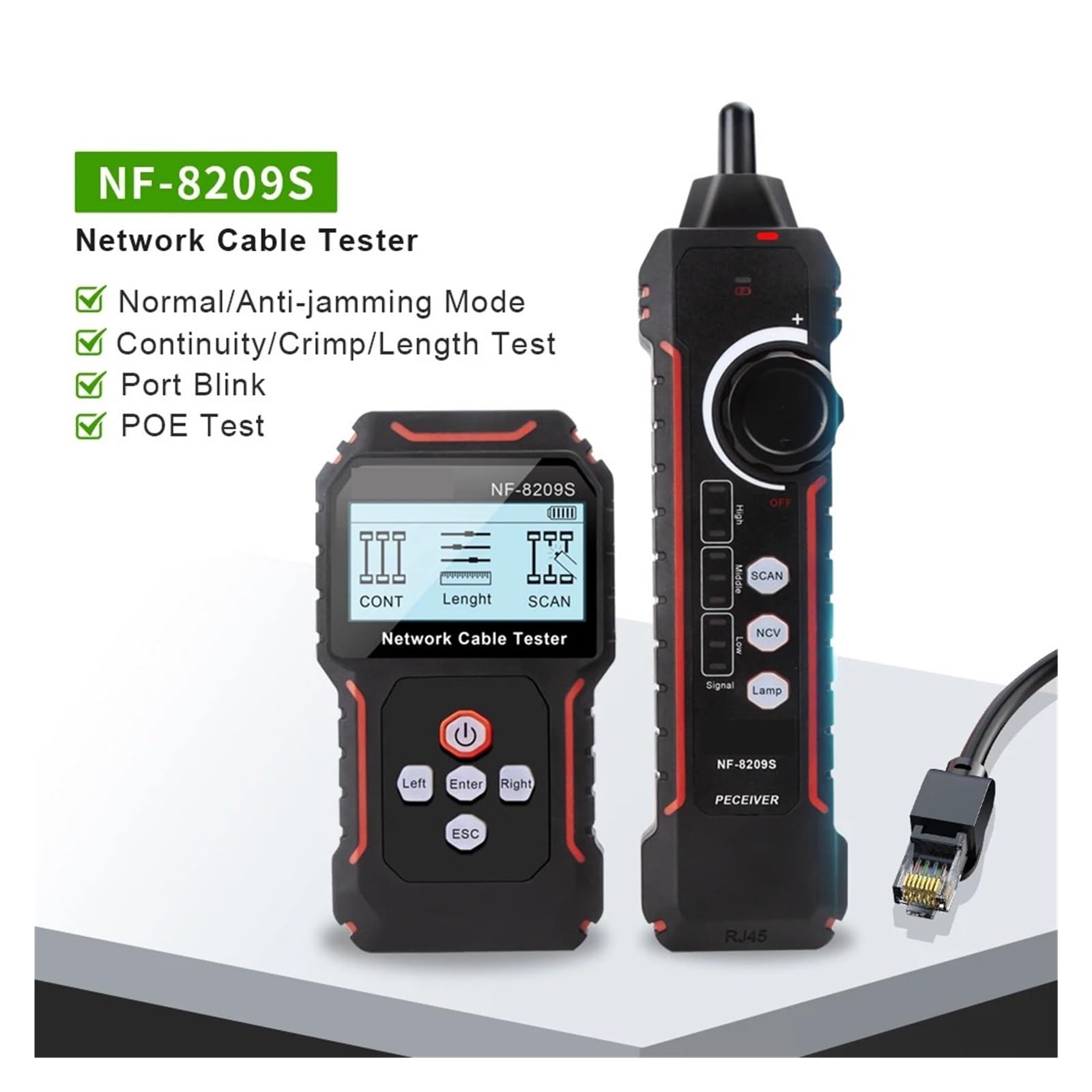Probador De Cable Red LCD NF-8209S, Rastreador Longitud PoECurrent, Herramienta Prueba Multifuncional, RJ45 Diagnósticos Rápidos Precisos