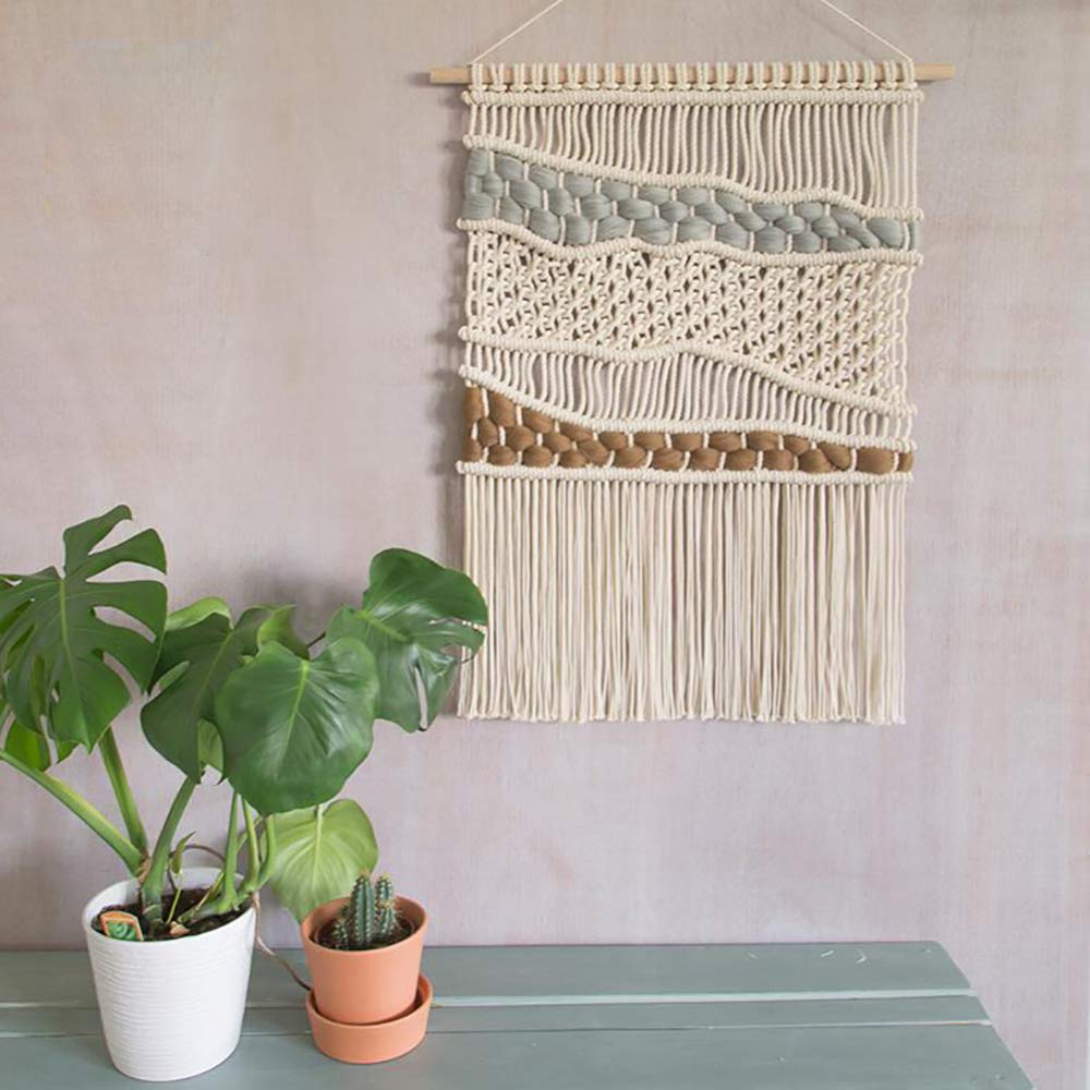 Tapiz de macramé, Tapiz Tejido Artificial teñido a Mano, decoración de Pared de salón y Dormitorio