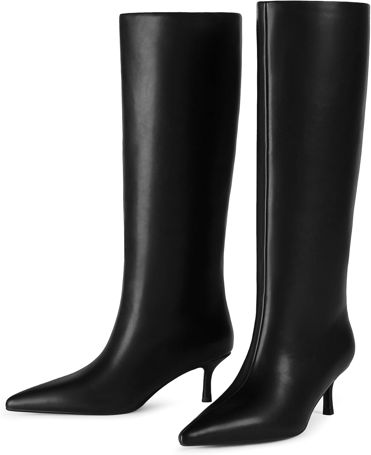 Modatope Black Boots for Women Knee High Boots Kitten Low Heels Pointed Toe Tall Boot for Women Size 8.5 - Image 3