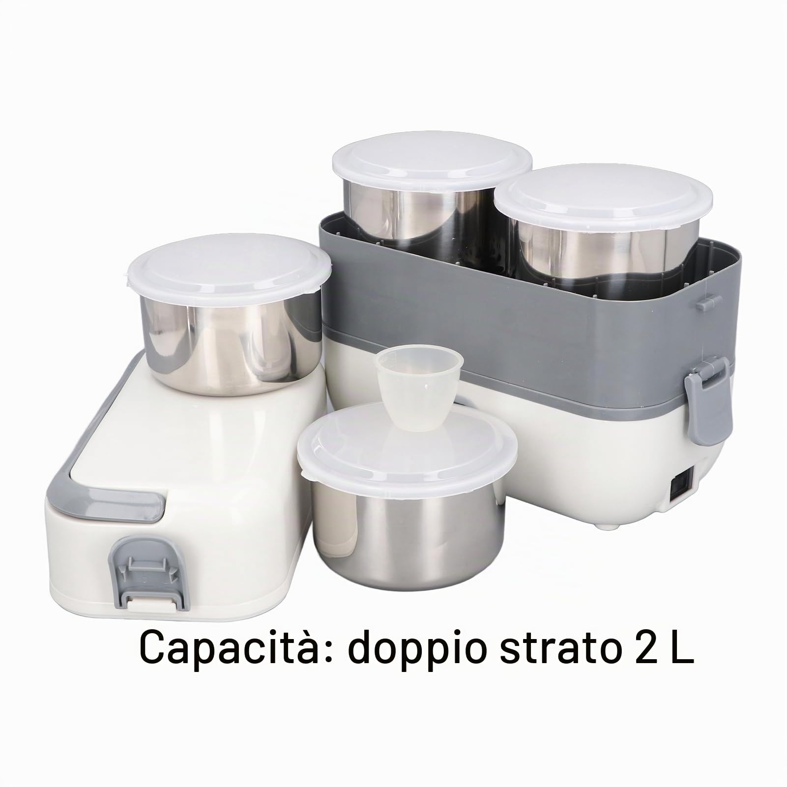 TOPINCN Lunch Box Scaldavivande Portatile, Riscaldamento Autonomo da 200 W, Rivestimento in Acciaio Inossidabile, Lunch Box Elettrico Multifunzionale con Riscaldamento di (Spina europea