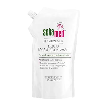 كيس عبوة سائل وغسل للجسم من Sebamed للبشرة الحساسة والدقيقة الرقم الهيدروجيني 5.5 Ultra Dermatologist يوصى به منظف 33.8 أوقية سائلة 1 Liter Pouch