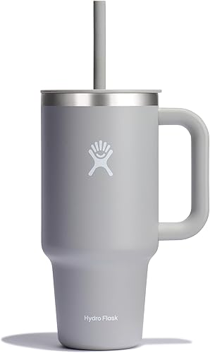Miniatura 3 de Hydro Flask Vaso de viaje de 40 onzas con asa, tapa y pajita, acero inoxidable aislado en 40 onzas, arena Abeto,Ponche