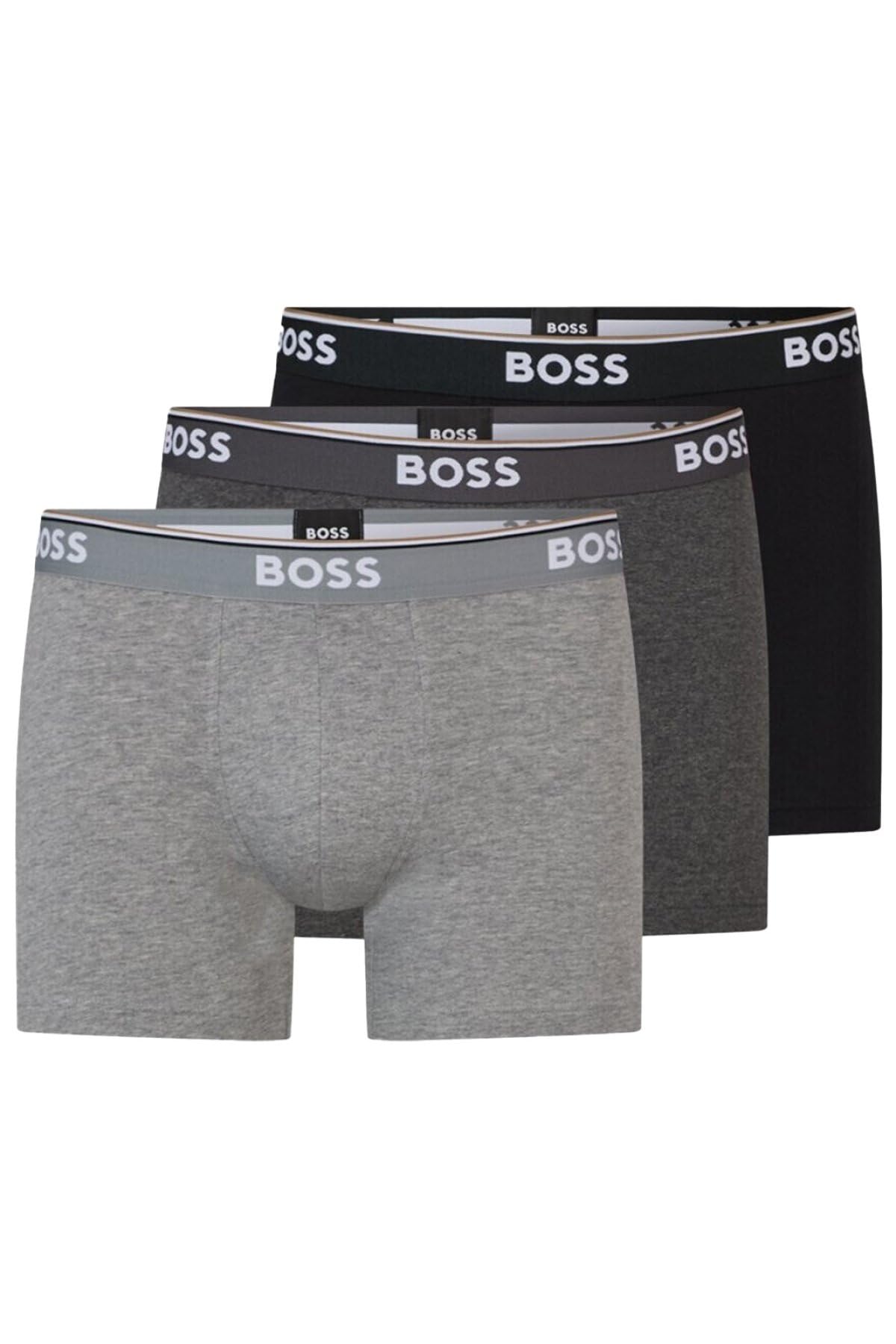 Boss Men's Bodywear 3 Pack Boxer Briefs With Logo Detail - Blk/Char/Gry061 - X Large