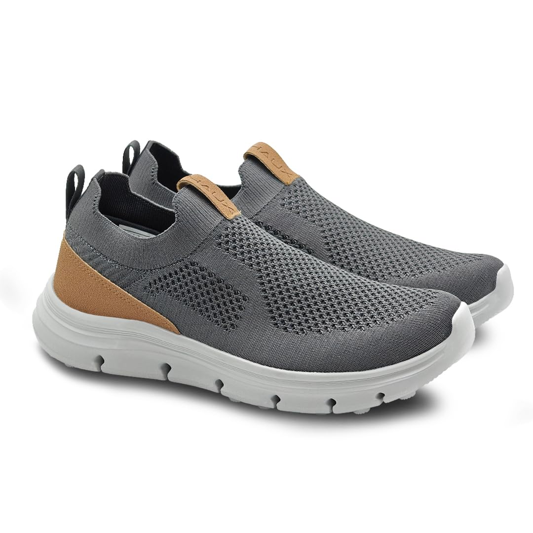 haux Men’s Slip-On Running Shoes | Lightweight Sports Sneakers with Memory Foam Cushioning | Walking, Gym, Jogging, Training | Ultra Comfort & Style Grey-picture-24