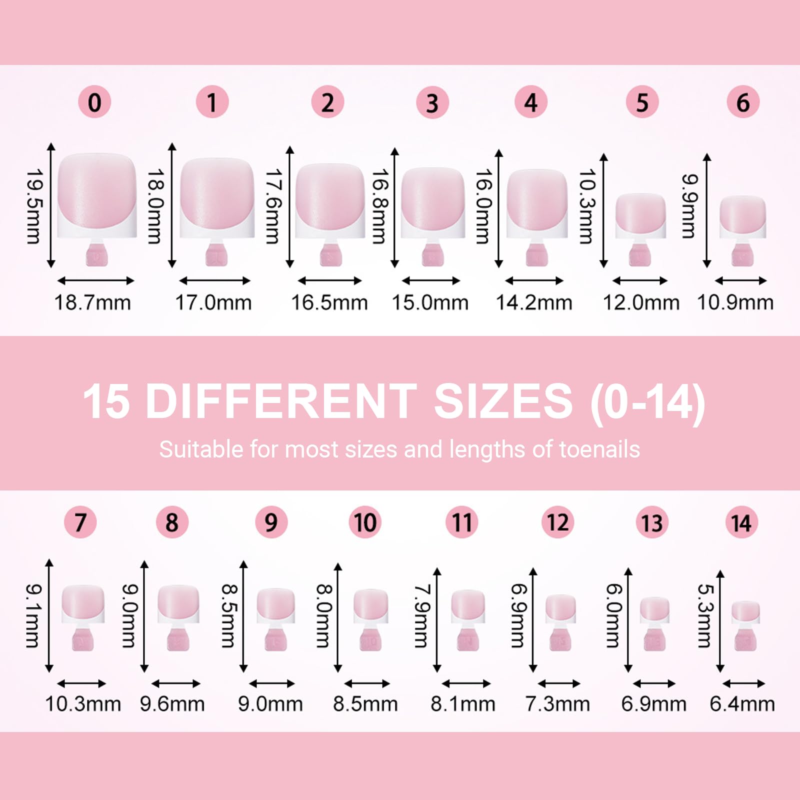 Toe Nail Press Ons - French Square Tips -4