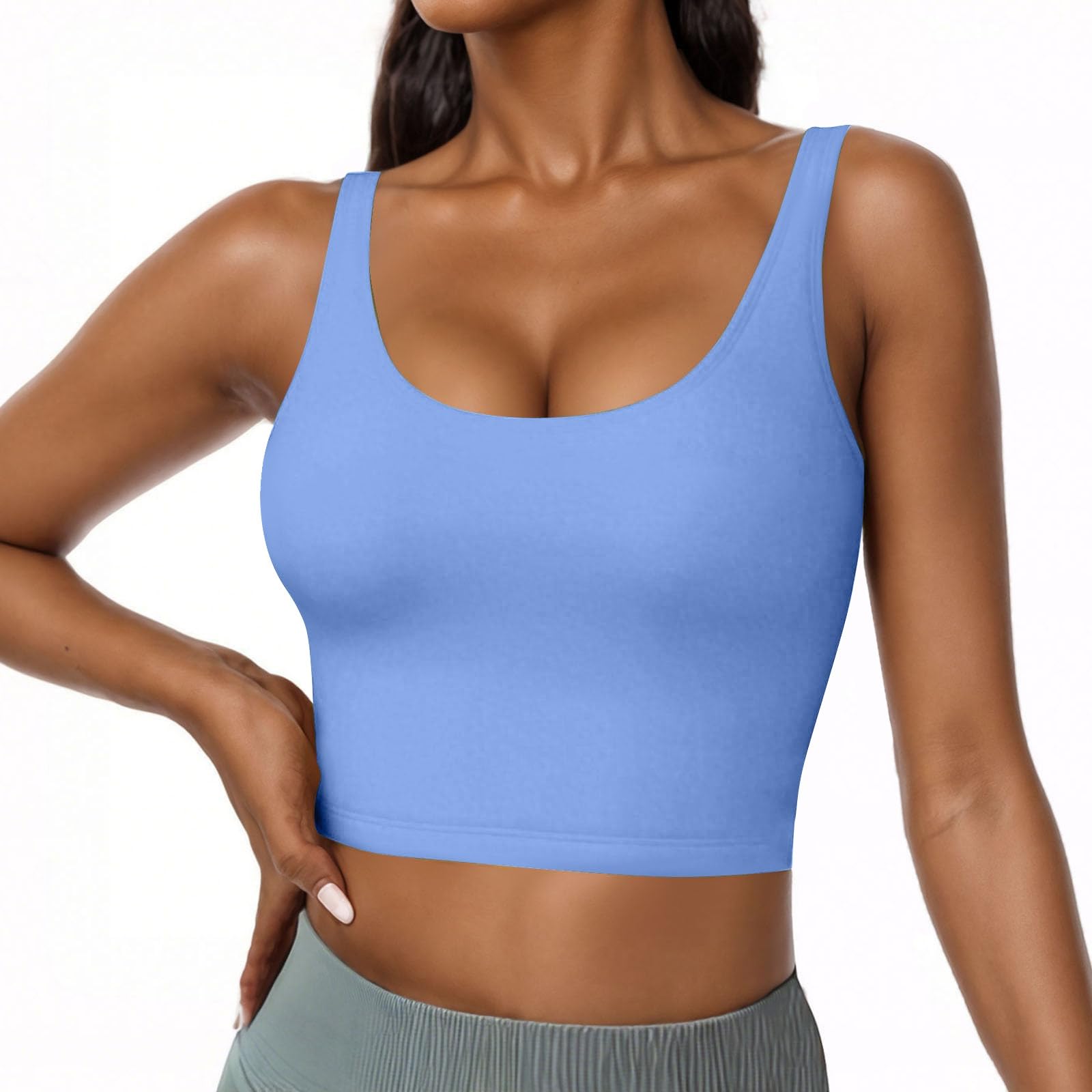 Camisola Tops para Mujer UK Soporte Levantamiento Algodón Sujetador Incorporado Cuello Cuadrado Chaleco Cami Correa Luz Agregar Acolchado Sin Mangas Tiras Yoga Ajuste Seco Moda Casual Gimnasio
