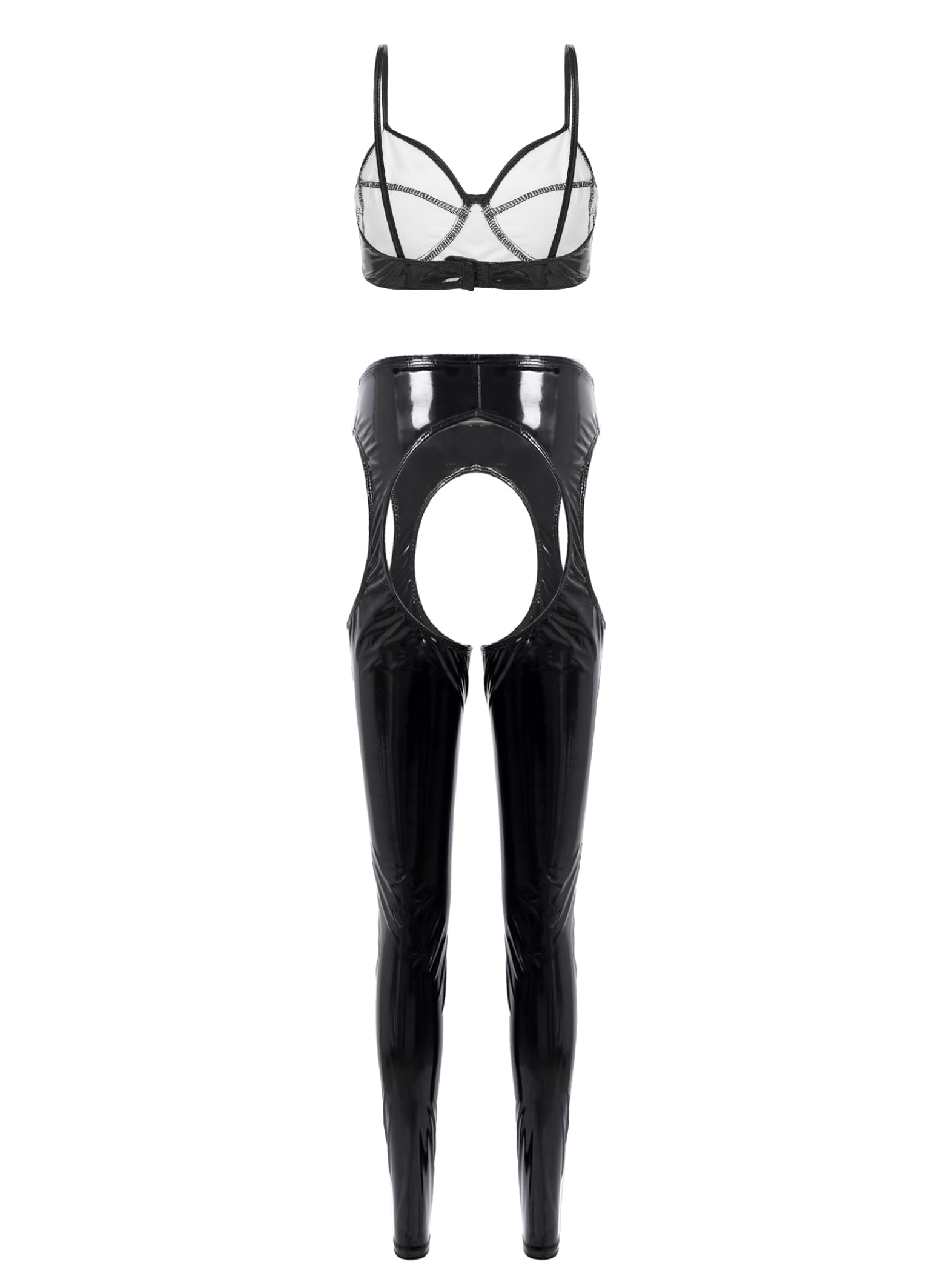 Damen Lackleder Dessous Offener Schritt Leggings Latex Bh Bustier Erotik Wetlook Unterwäsche Leder Büstenhalter Strumpfhose Set 因为德语中的 damen 在目标语言不是英语时不能翻译为