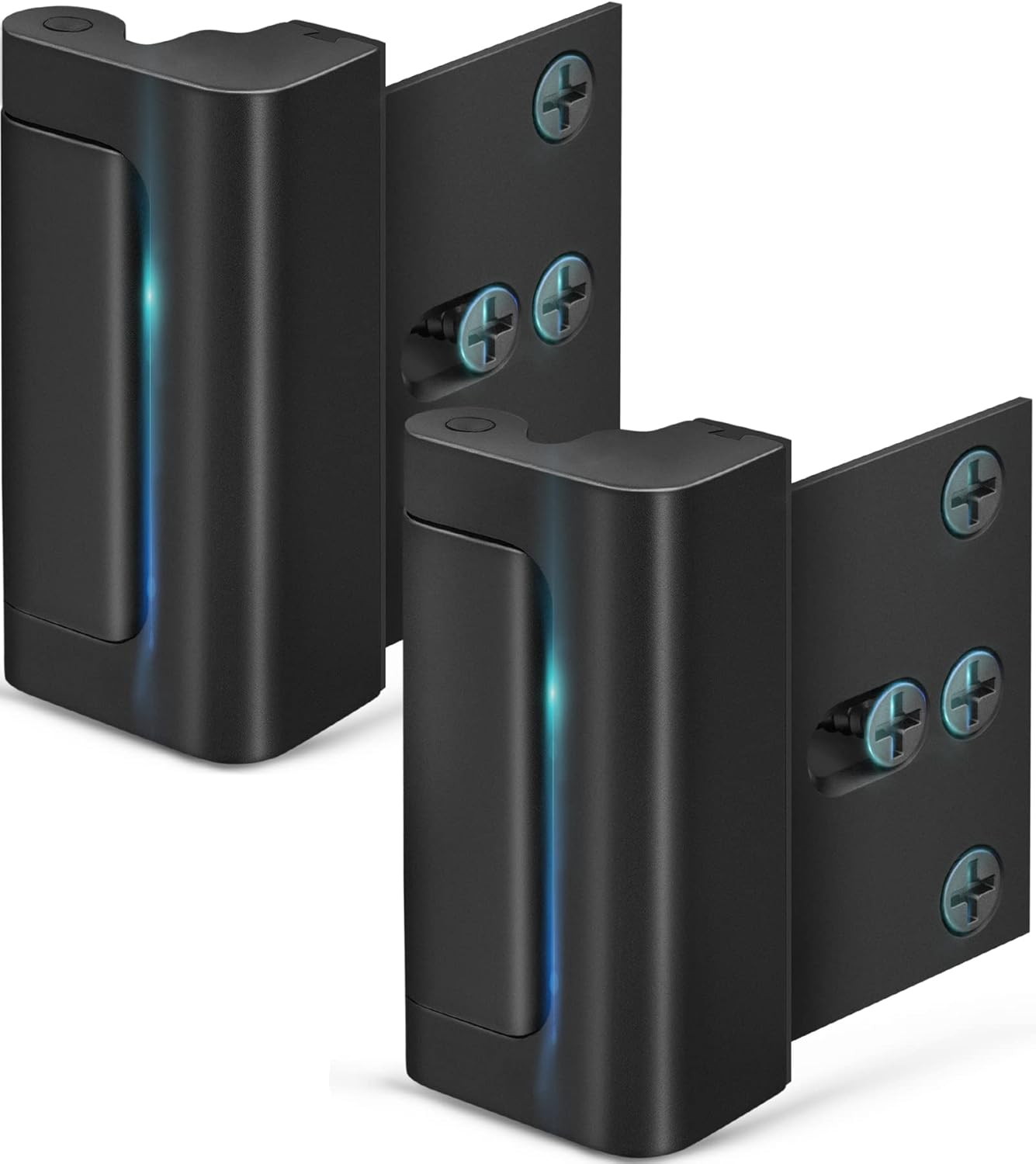 Home Security Door Lock, Childproof Door Reinforcement Lock with 3 Inch Stop Withstand 800 lbs for Inward Swinging Door, Upgrade Night Lock to Defend Your Home (Black-2 Pack)