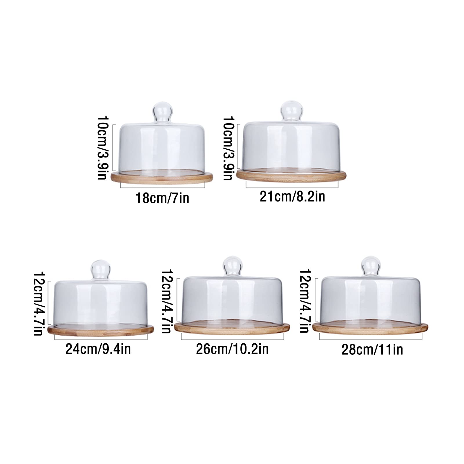 Soporte para Tartas Bandeja de Pastel con Cubierta de Cristal Torta Redonda Pantalla Pantalla Multiuso Torta Soporte Postre Mesa de Postre for Bodas, Fiestas de Cumpleaños, Restaurantes Bandejas para