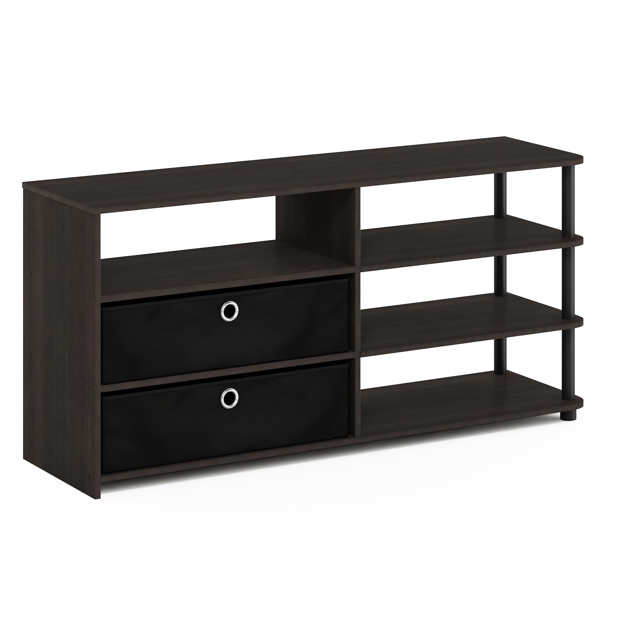Furinno Jaya Meuble TV Conception Simple avec Poubelles Jusqu'à 55 pouces, Noyer/Noir
