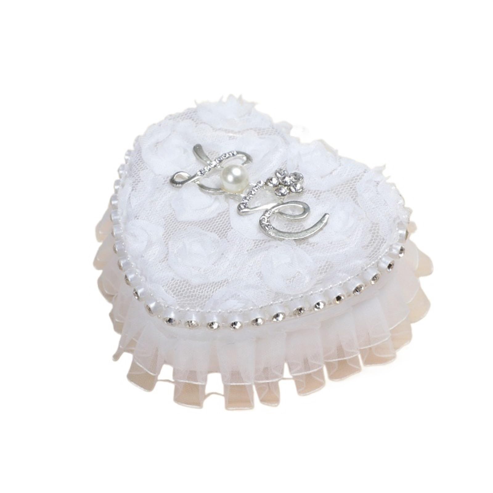 Ringkissen Hochzeit Ring Kissen Party Decor Festliche Lieferungen Hohl Spitze Hochzeit Dekorationen(S4-1 (9x8x4cm))