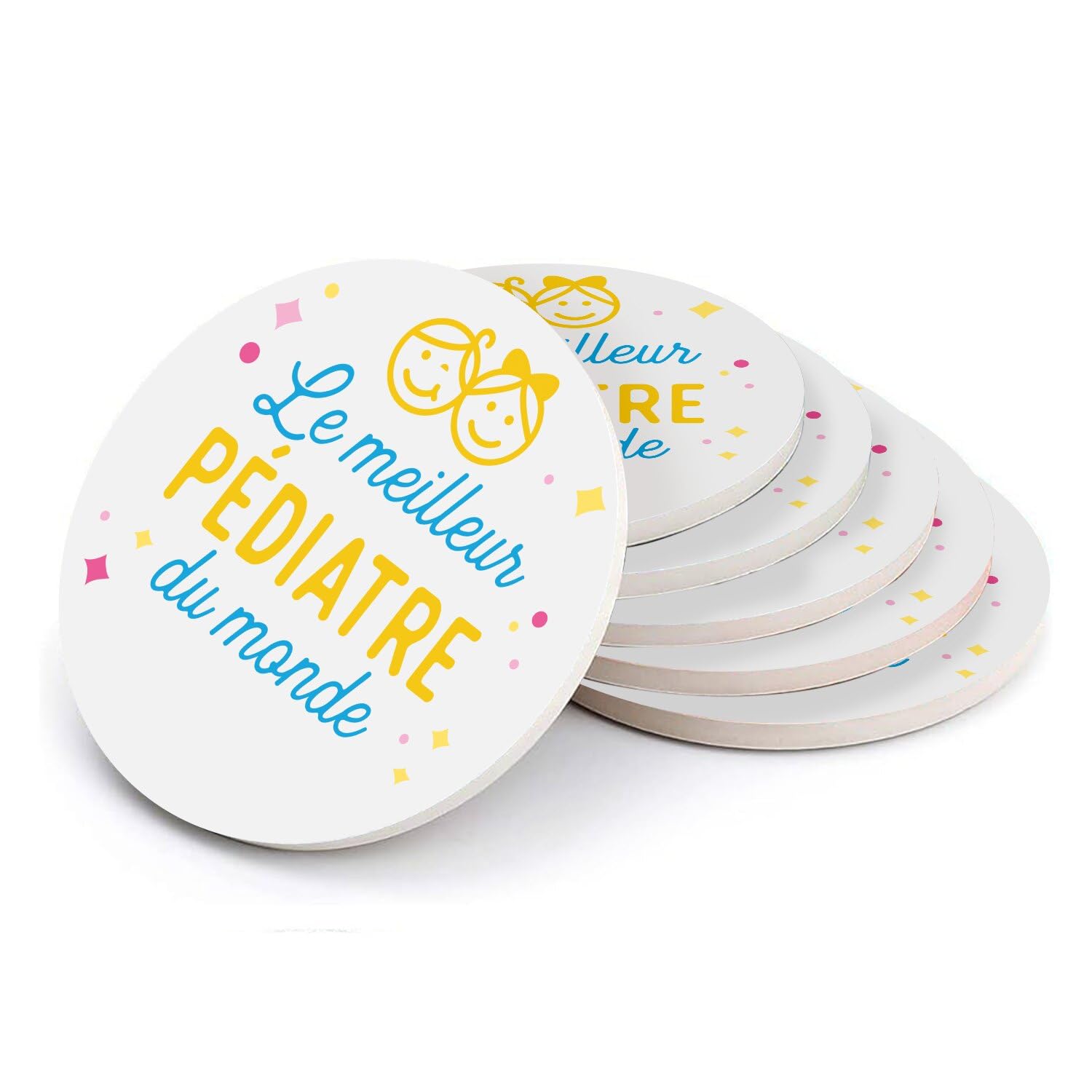 Sous-verres céramique Le Meilleur Pédiatre du Monde, lot de 6 pour célébrer leur vocation