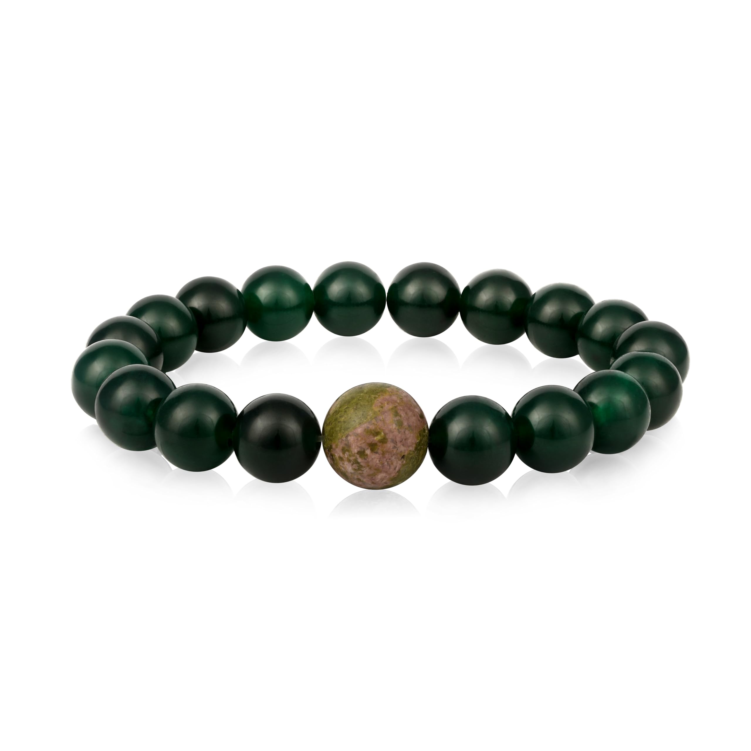 Chitshakti Lab Certified Green Jade Bracelet | Unisex both for Men & Women | 18beads Stretchable Bracelet with Unakite Stone | Natural Crystal Healing Stone | Valentine Gift for Girlfriend