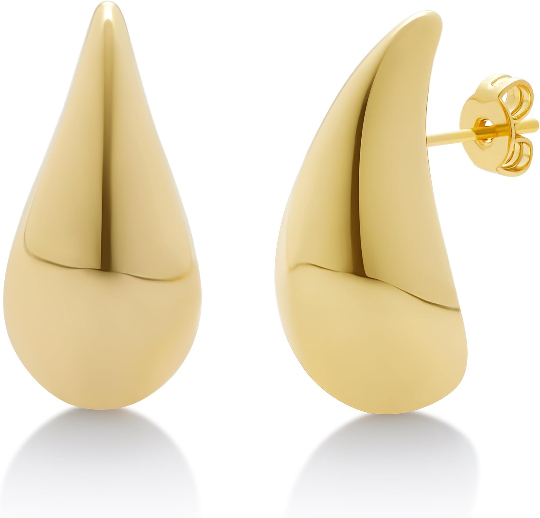 Chunky Gold Hoop Earrings or Silver Teardrop Earrings for Women, Lightweight Hollow Water Drop Earrings - Designer Dupe Jewelry