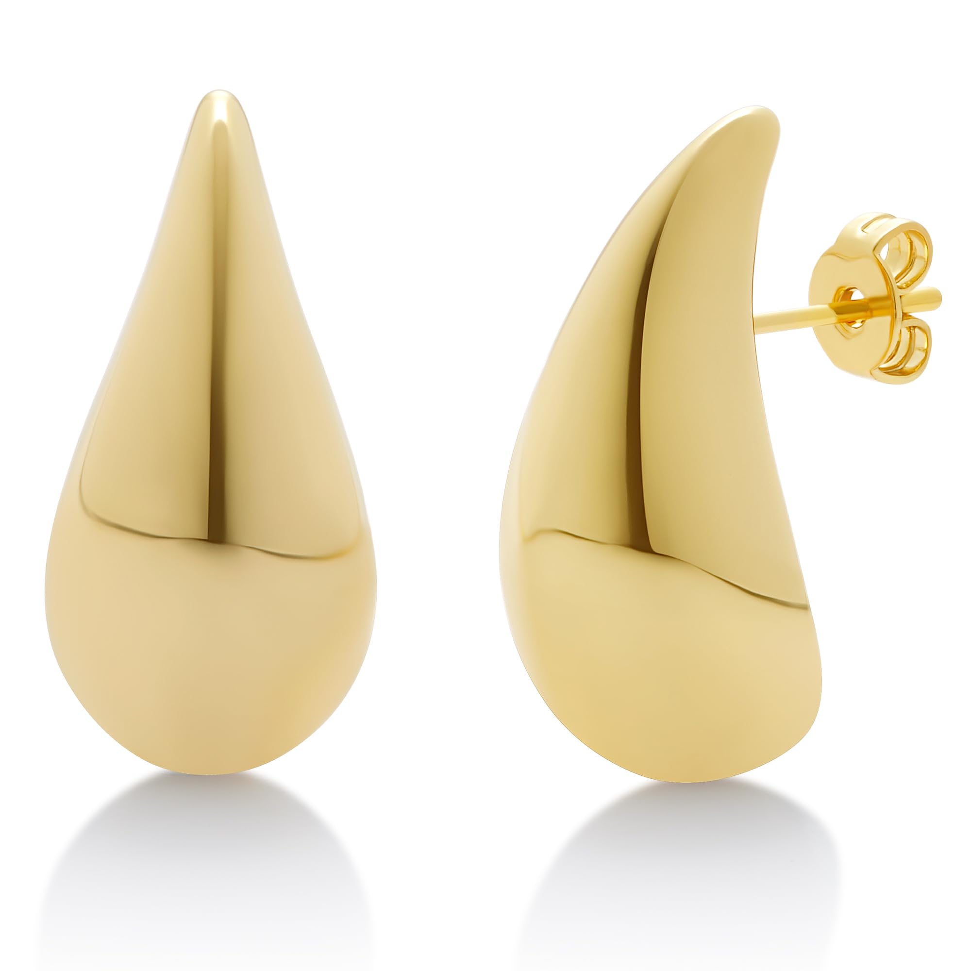 MillaChunky Gold Hoop Earrings or Silver Teardrop Earrings for Women, Lightweight Hollow Water Drop Earrings - Designer Dupe Jewelry