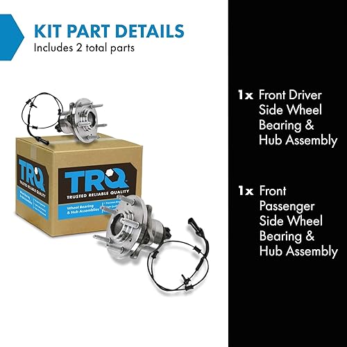 Miniatura 565 de TRQ Juego de 2 rodamientos de rueda delantera y conjunto de cubo compatible con Ford Mustang 2005-2007 2005-2014
