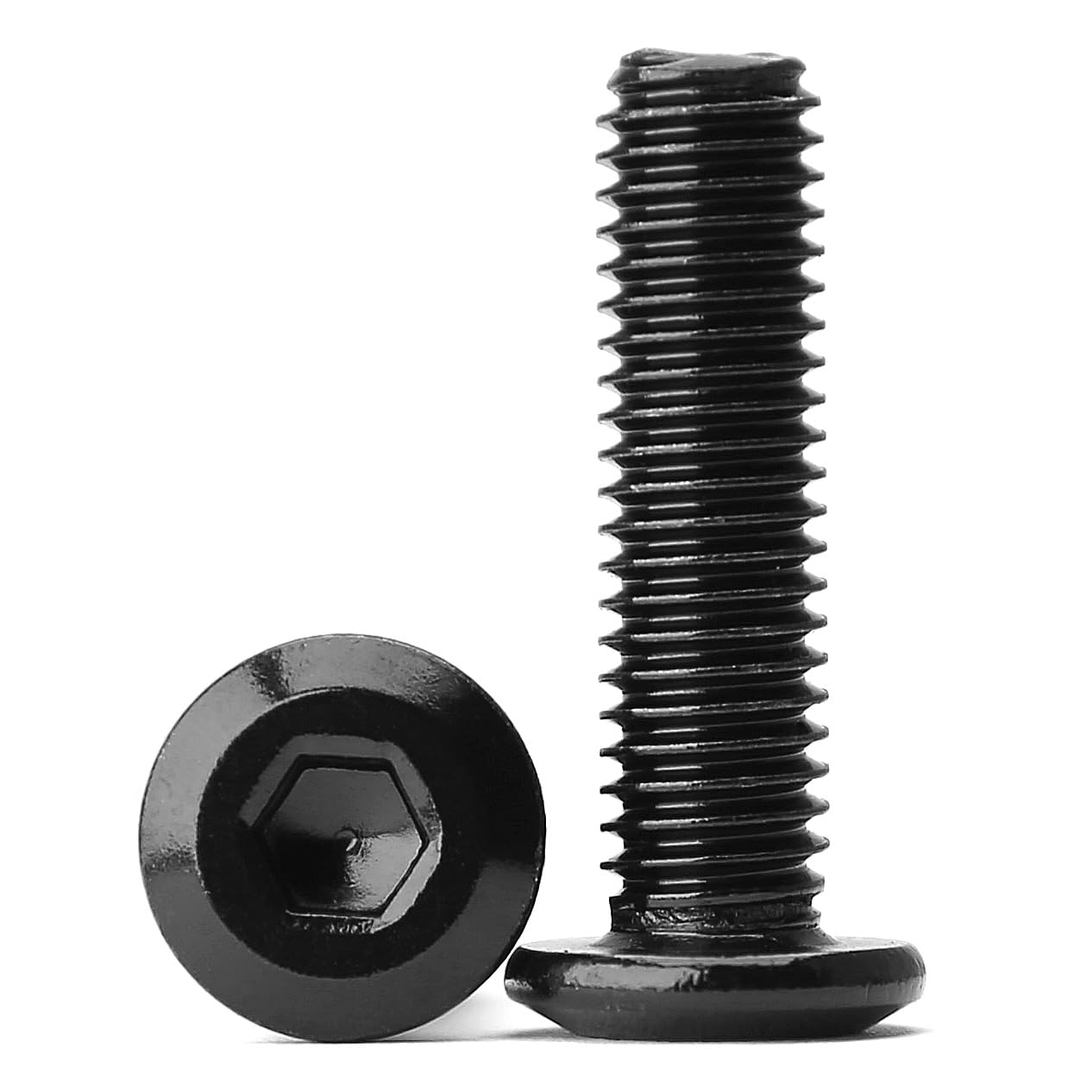 M5*10 (50 Piezas) Tornillos de Cabeza Plana Hexagonal Acero Inoxidable 304 Negro Rosca Completa Tornillos de Conexión Para Muebles
