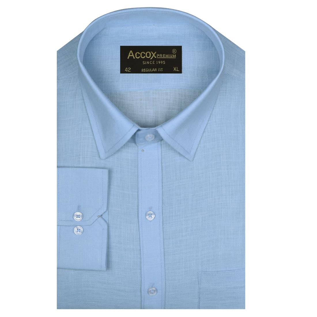 ACCOX Men's Breathable Cotton Linen Full Sleeves Regular Fit Plain Formal Shirt for Men (S_GCR370)